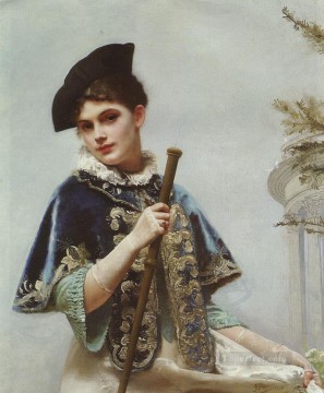  Gustave Canvas - A Portrait of a Noble Lady lady portrait Gustave Jean Jacquet